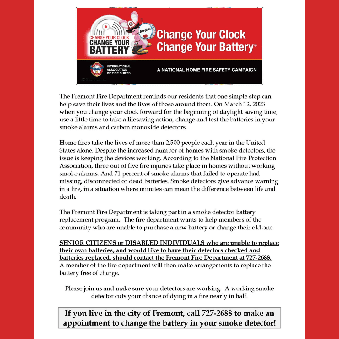 Fire Department Change Your Batteries 