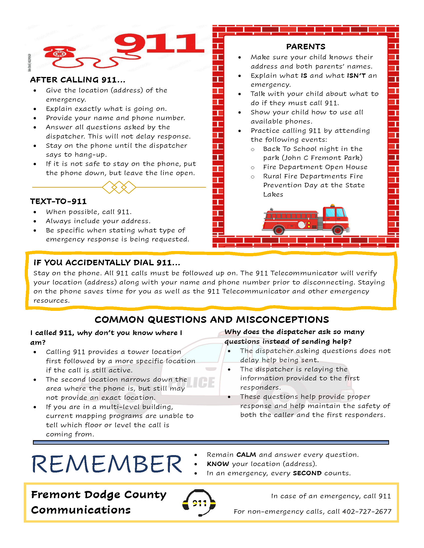 911 Safety Flyer - English
